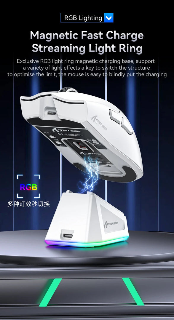 Mouse Attack Shark X11 Bluetooth Wireless Three Mode 2.4G PAW3311