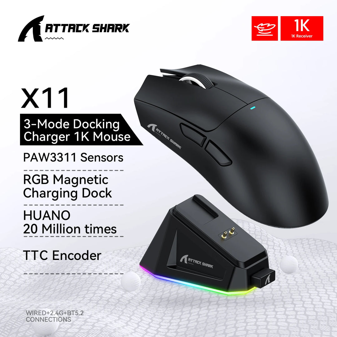 Mouse Attack Shark X11 Bluetooth Wireless Three Mode 2.4G PAW3311