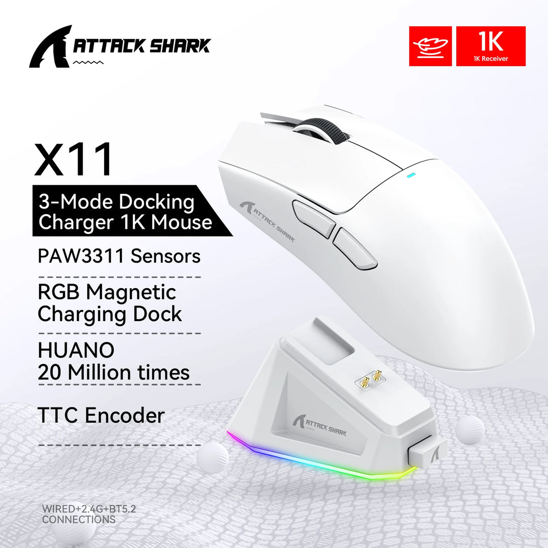 Mouse Attack Shark X11 Bluetooth Wireless Three Mode 2.4G PAW3311